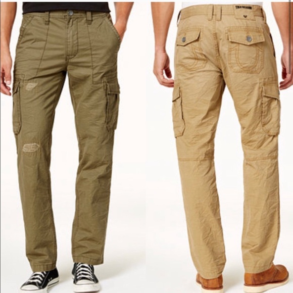 True religion cargo pants, tan 38